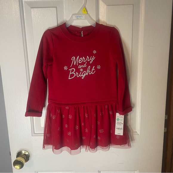 Carter's Festive Red Dress with Snowflakes - Picture 1 of 3